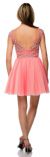 Bejeweled Short Party Prom Dress with Mesh Skirt back